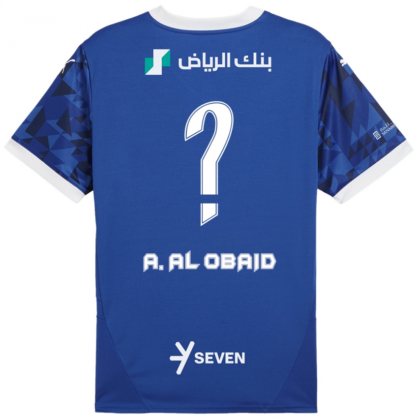 Børn Abdulrahman Al-Obaid #0 Mørkeblå Hvid Hjemmebane Spillertrøjer 2024/25 Trøje T-Shirt