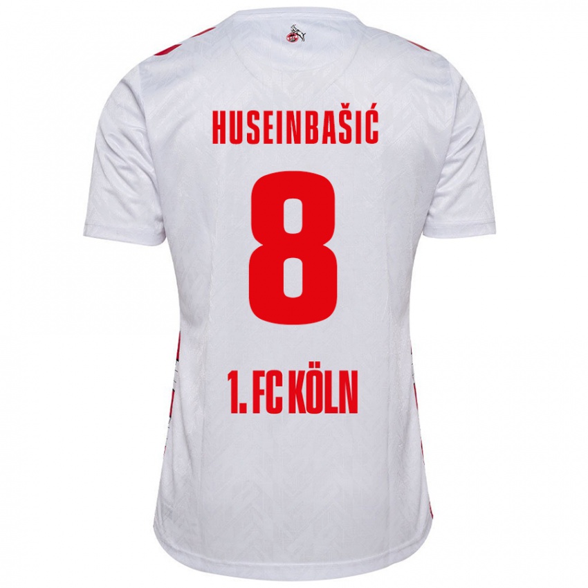 Børn Denis Huseinbasic #8 Hvid Rød Hjemmebane Spillertrøjer 2024/25 Trøje T-Shirt