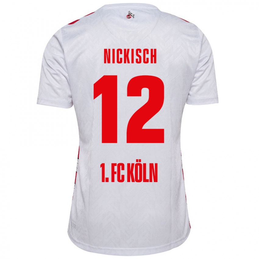 Børn Jonas Nickisch #12 Hvid Rød Hjemmebane Spillertrøjer 2024/25 Trøje T-Shirt