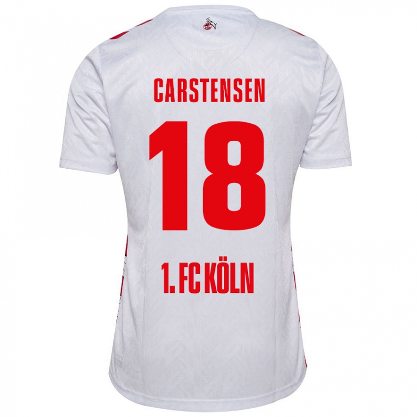 Børn Rasmus Carstensen #18 Hvid Rød Hjemmebane Spillertrøjer 2024/25 Trøje T-Shirt