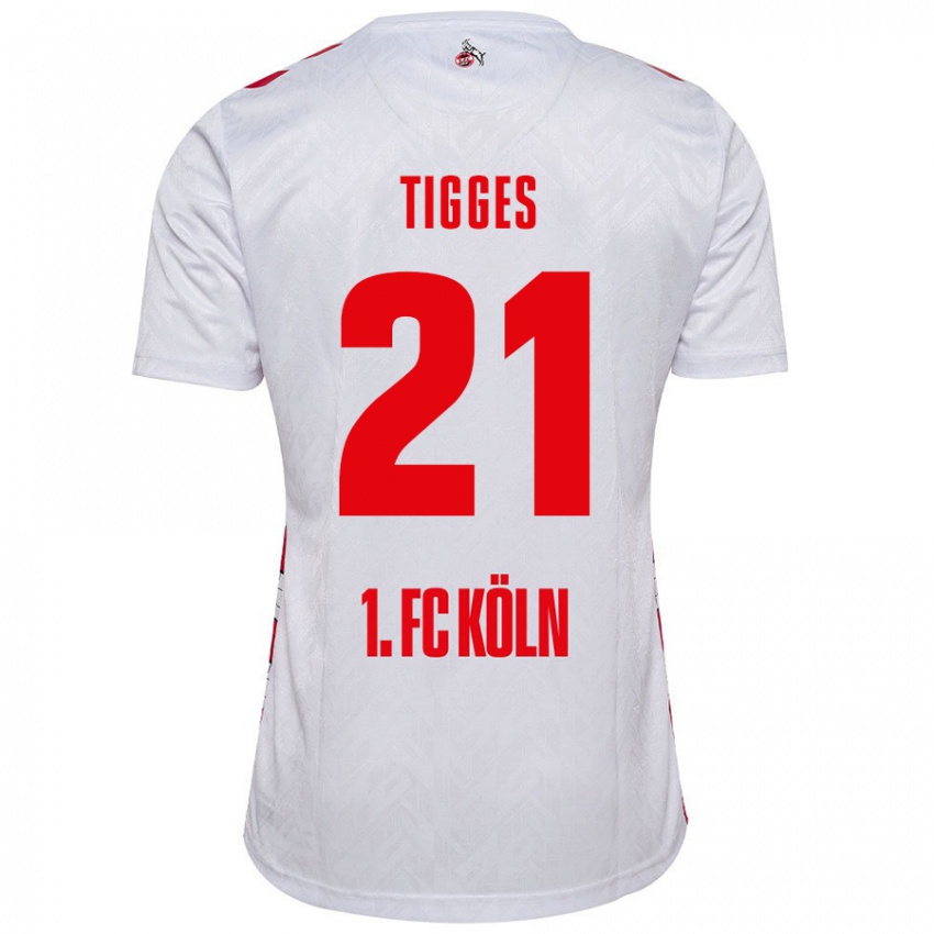 Børn Steffen Tigges #21 Hvid Rød Hjemmebane Spillertrøjer 2024/25 Trøje T-Shirt