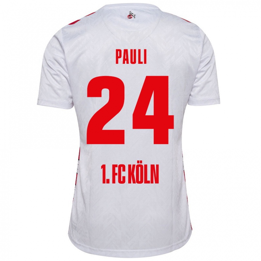 Børn Julian Pauli #24 Hvid Rød Hjemmebane Spillertrøjer 2024/25 Trøje T-Shirt