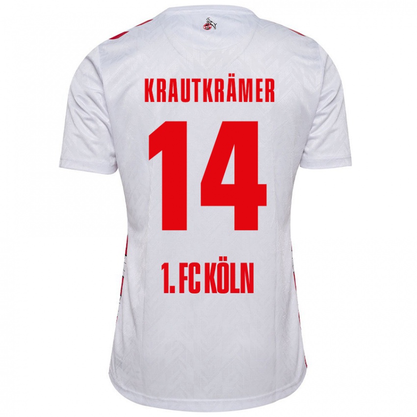 Børn Jakob Krautkrämer #14 Hvid Rød Hjemmebane Spillertrøjer 2024/25 Trøje T-Shirt