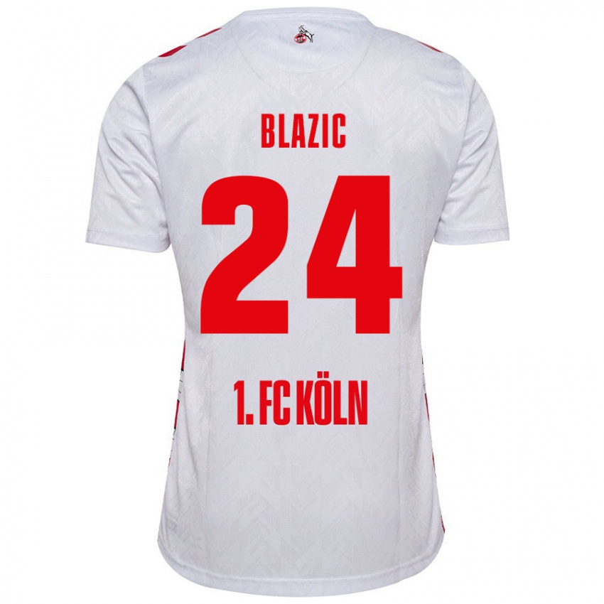 Børn Alessandro Blazic #24 Hvid Rød Hjemmebane Spillertrøjer 2024/25 Trøje T-Shirt