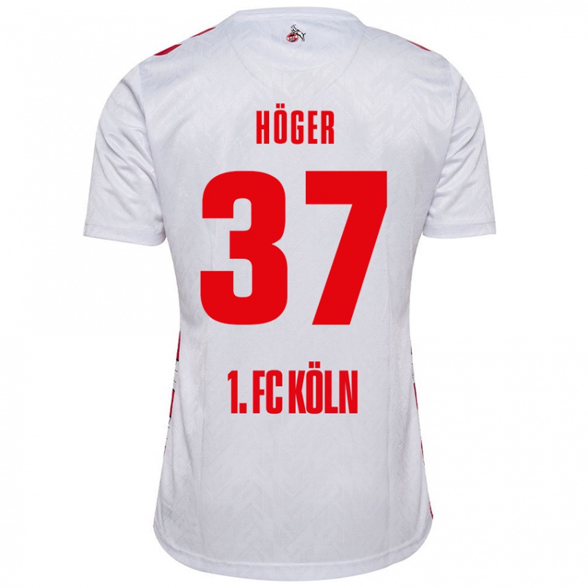 Børn Marco Höger #37 Hvid Rød Hjemmebane Spillertrøjer 2024/25 Trøje T-Shirt