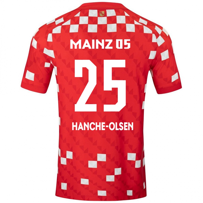 Børn Andreas Hanche-Olsen #25 Hvid Rød Hjemmebane Spillertrøjer 2024/25 Trøje T-Shirt