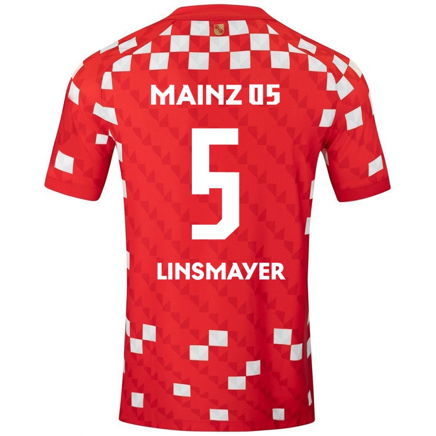 Børn Denis Linsmayer #5 Hvid Rød Hjemmebane Spillertrøjer 2024/25 Trøje T-Shirt