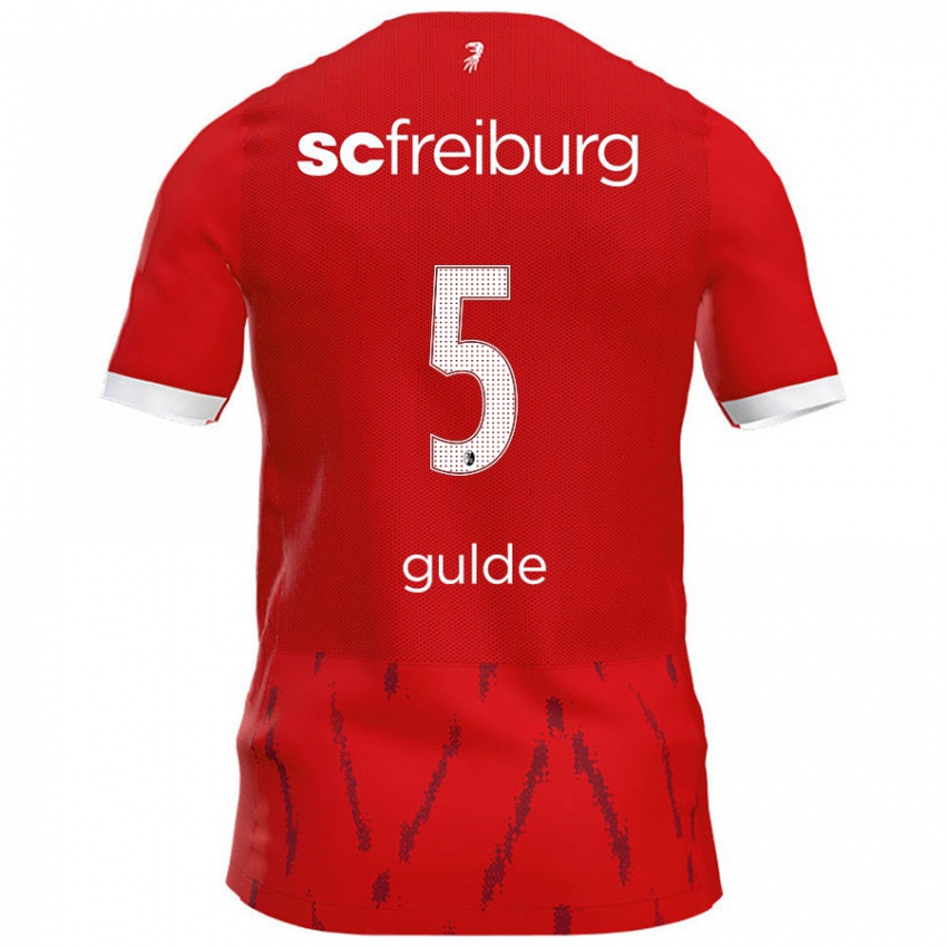 Børn Manuel Gulde #5 Rød Hjemmebane Spillertrøjer 2024/25 Trøje T-Shirt