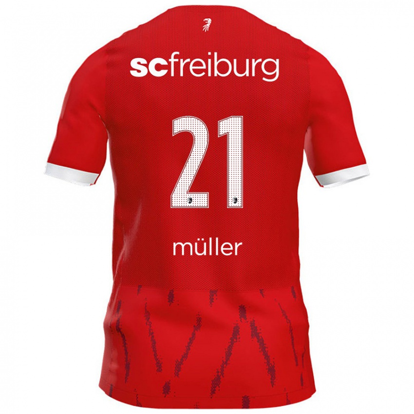 Børn Florian Müller #21 Rød Hjemmebane Spillertrøjer 2024/25 Trøje T-Shirt