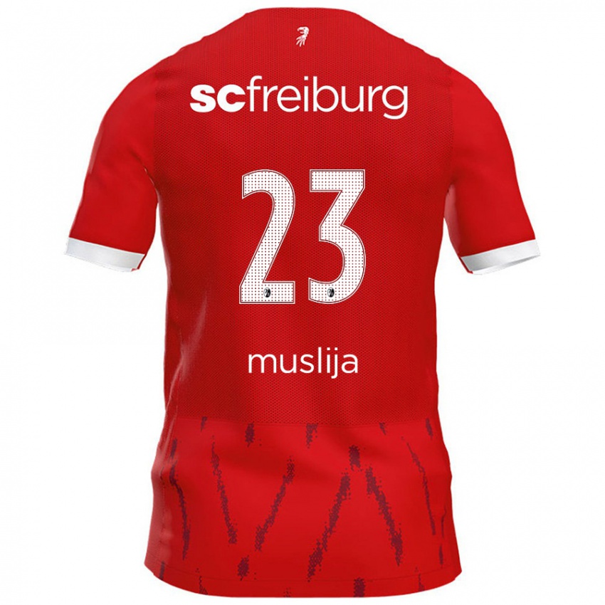 Børn Florent Muslija #23 Rød Hjemmebane Spillertrøjer 2024/25 Trøje T-Shirt