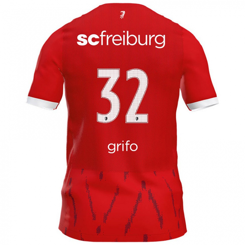 Børn Vincenzo Grifo #32 Rød Hjemmebane Spillertrøjer 2024/25 Trøje T-Shirt