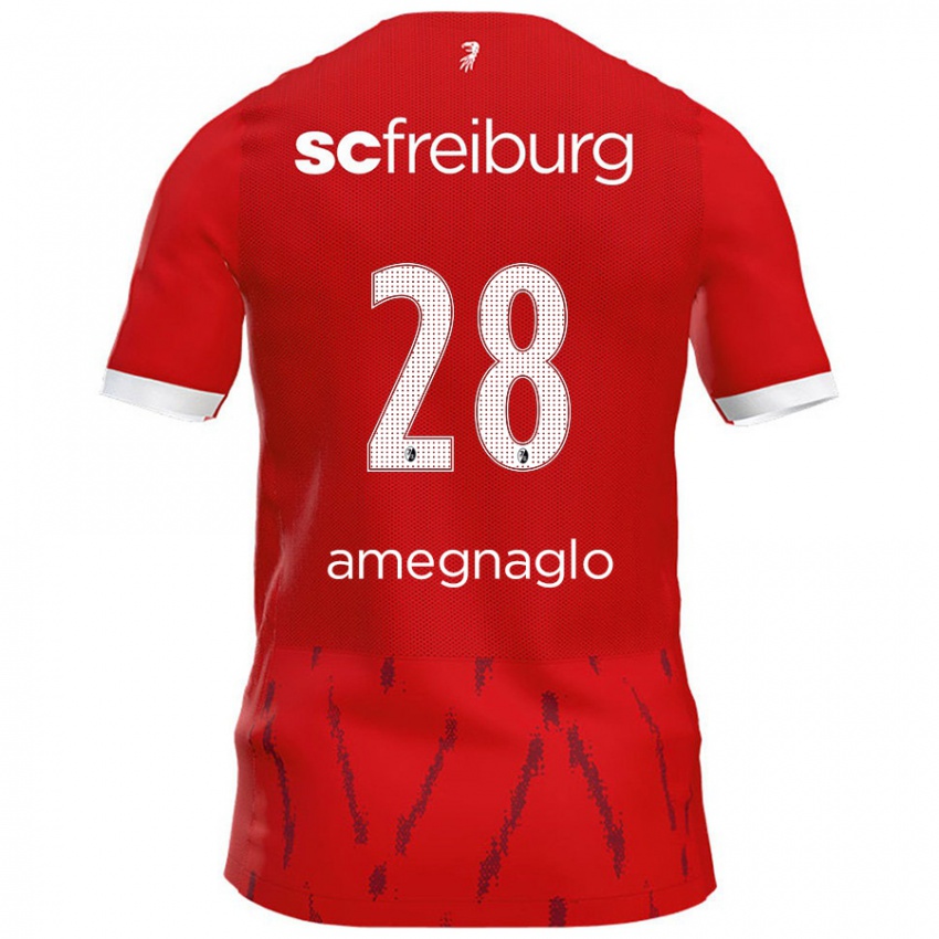 Børn David Amegnaglo #28 Rød Hjemmebane Spillertrøjer 2024/25 Trøje T-Shirt