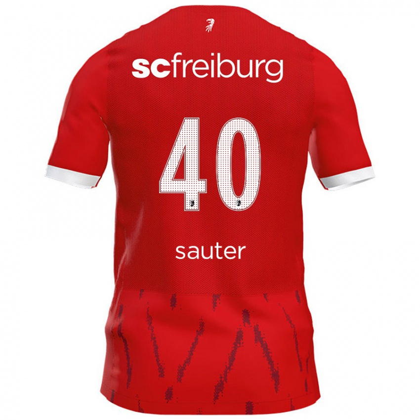 Børn Niklas Sauter #40 Rød Hjemmebane Spillertrøjer 2024/25 Trøje T-Shirt