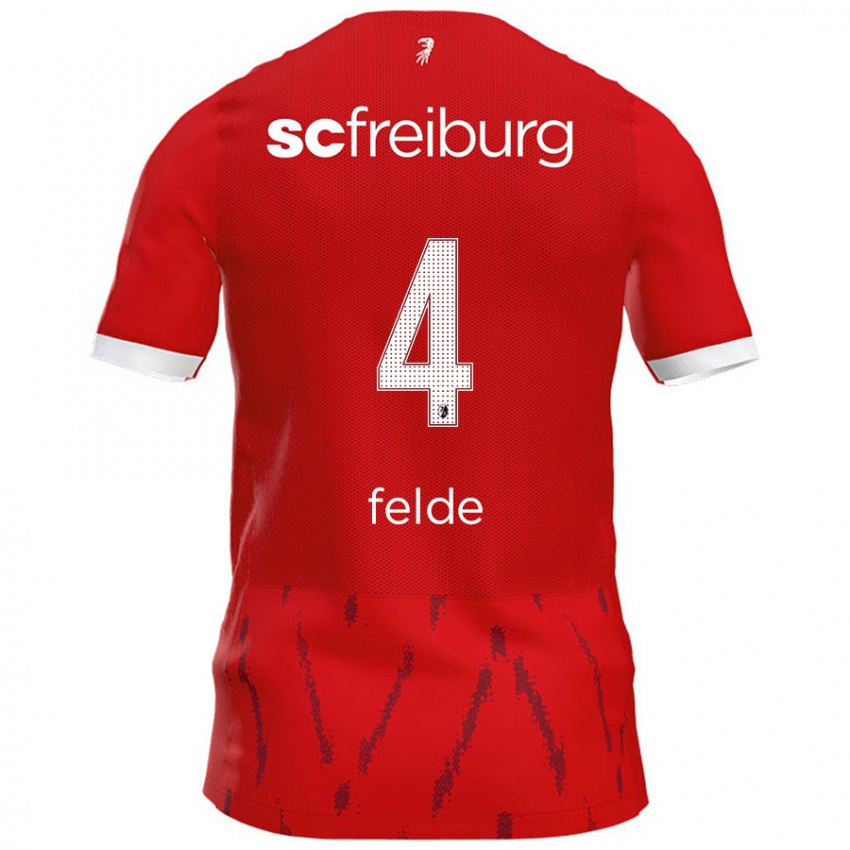 Børn Meret Felde #4 Rød Hjemmebane Spillertrøjer 2024/25 Trøje T-Shirt