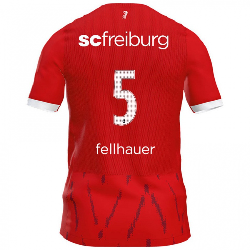 Børn Kim Fellhauer #5 Rød Hjemmebane Spillertrøjer 2024/25 Trøje T-Shirt