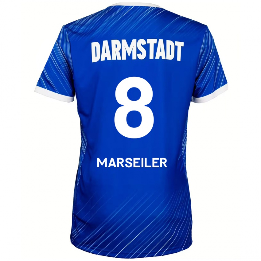 Børn Luca Marseiler #8 Blå Hvid Hjemmebane Spillertrøjer 2024/25 Trøje T-Shirt