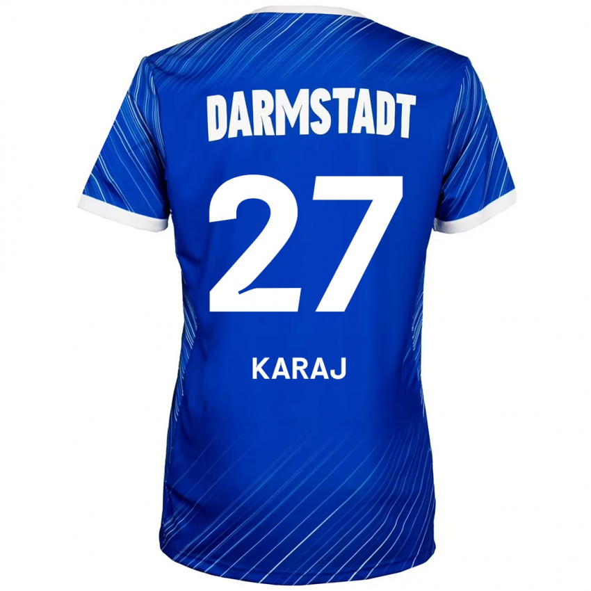 Børn Eraldo Karaj #27 Blå Hvid Hjemmebane Spillertrøjer 2024/25 Trøje T-Shirt