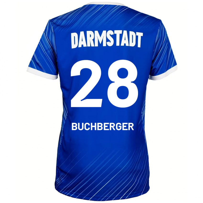 Børn Jonas Buchberger #28 Blå Hvid Hjemmebane Spillertrøjer 2024/25 Trøje T-Shirt