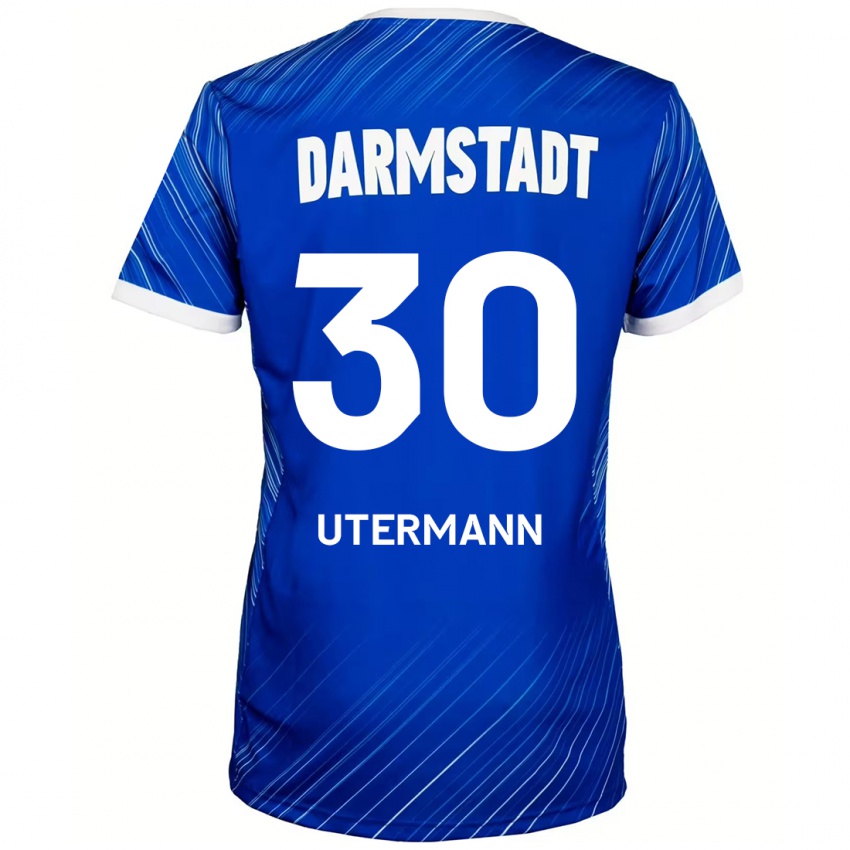 Børn Anton Utermann #30 Blå Hvid Hjemmebane Spillertrøjer 2024/25 Trøje T-Shirt