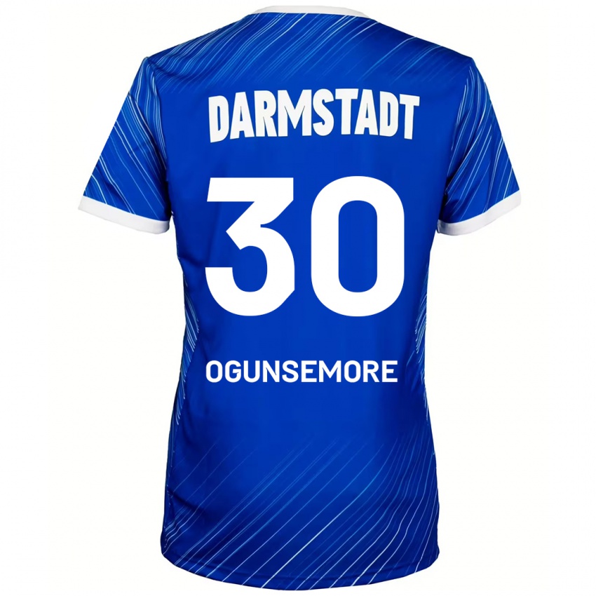 Børn Malakai Ogunsemore #30 Blå Hvid Hjemmebane Spillertrøjer 2024/25 Trøje T-Shirt