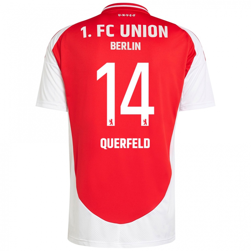 Børn Leopold Querfeld #14 Rød Hvid Hjemmebane Spillertrøjer 2024/25 Trøje T-Shirt