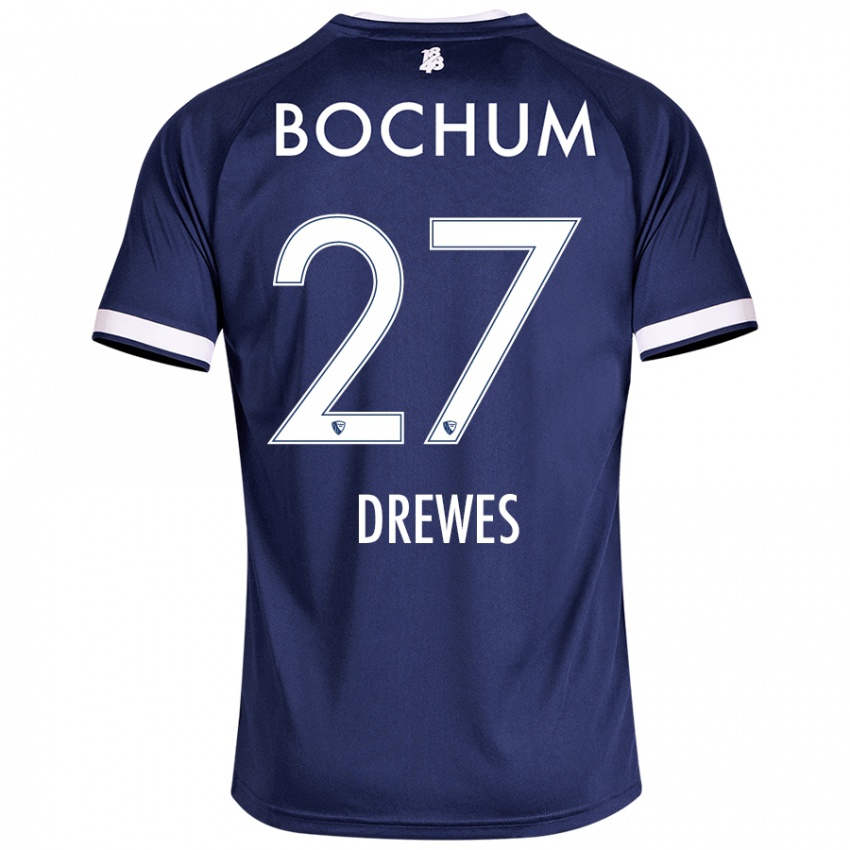 Børn Patrick Drewes #27 Mørkeblå Hjemmebane Spillertrøjer 2024/25 Trøje T-Shirt