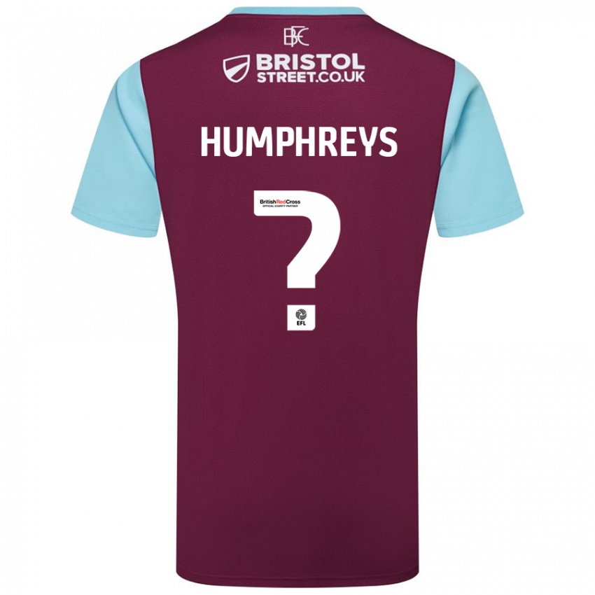 Børn Bashir Humphreys #0 Burgund Himmelblå Hjemmebane Spillertrøjer 2024/25 Trøje T-Shirt