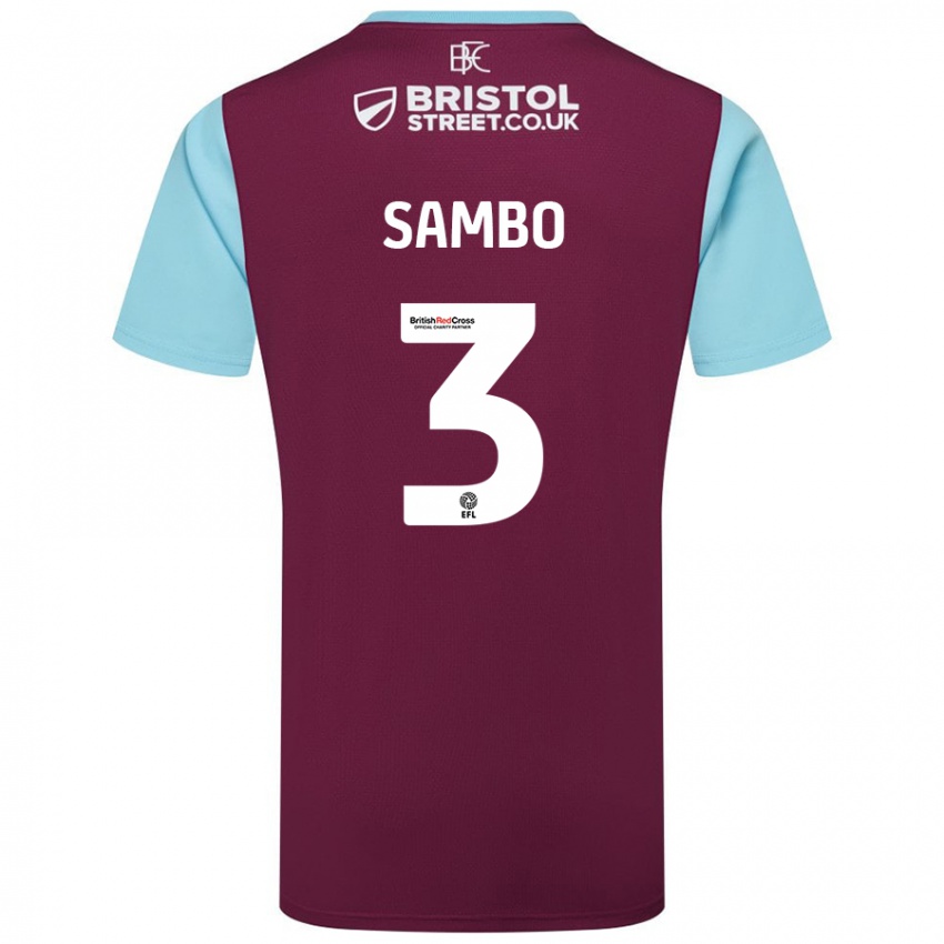 Børn Shurandy Sambo #3 Burgund Himmelblå Hjemmebane Spillertrøjer 2024/25 Trøje T-Shirt