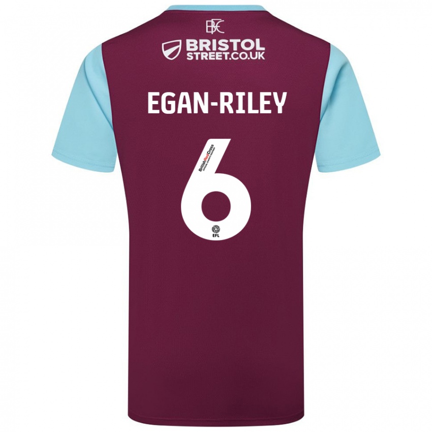 Børn Cj Egan-Riley #6 Burgund Himmelblå Hjemmebane Spillertrøjer 2024/25 Trøje T-Shirt