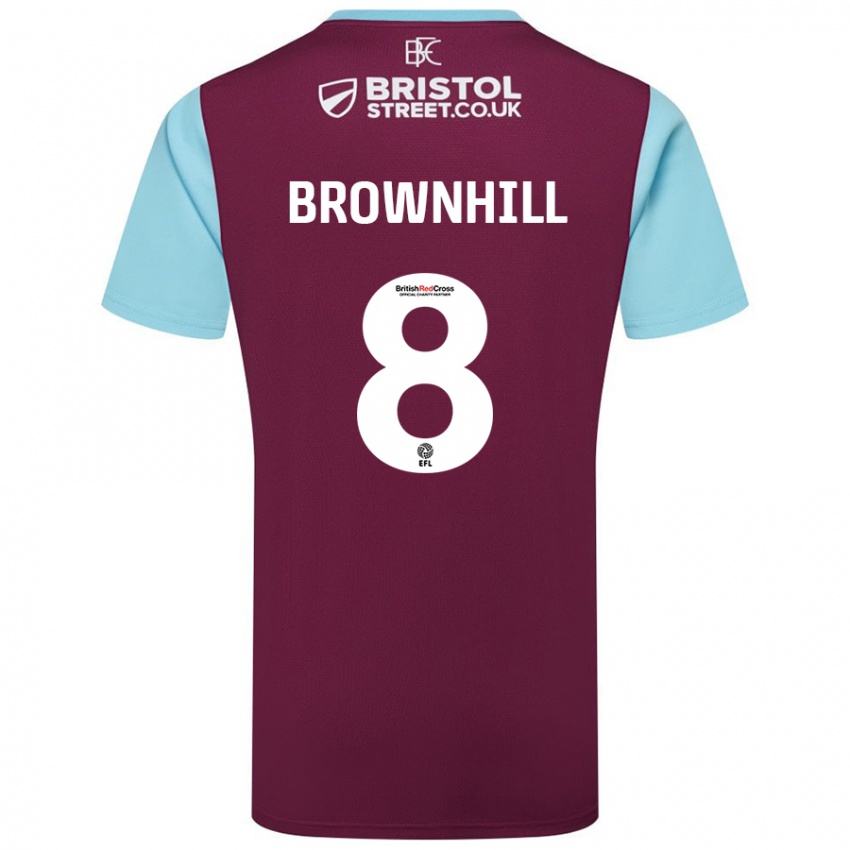 Børn Josh Brownhill #8 Burgund Himmelblå Hjemmebane Spillertrøjer 2024/25 Trøje T-Shirt