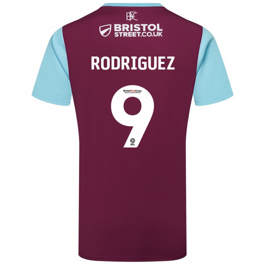 Børn Jay Rodríguez #9 Burgund Himmelblå Hjemmebane Spillertrøjer 2024/25 Trøje T-Shirt