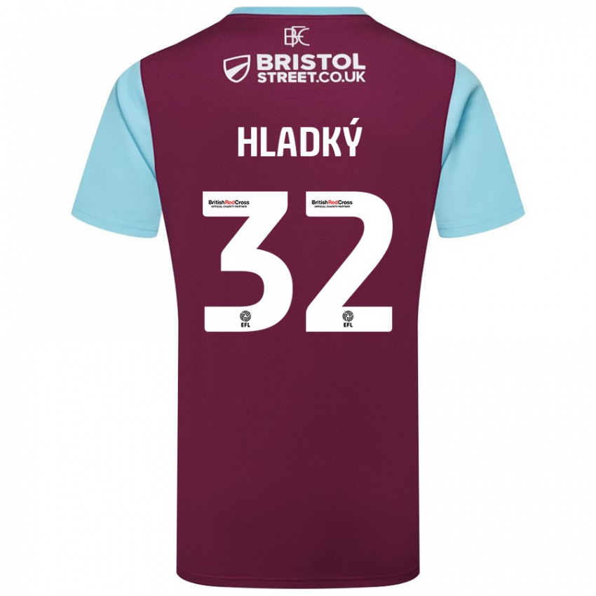 Børn Vaclav Hladky #32 Burgund Himmelblå Hjemmebane Spillertrøjer 2024/25 Trøje T-Shirt