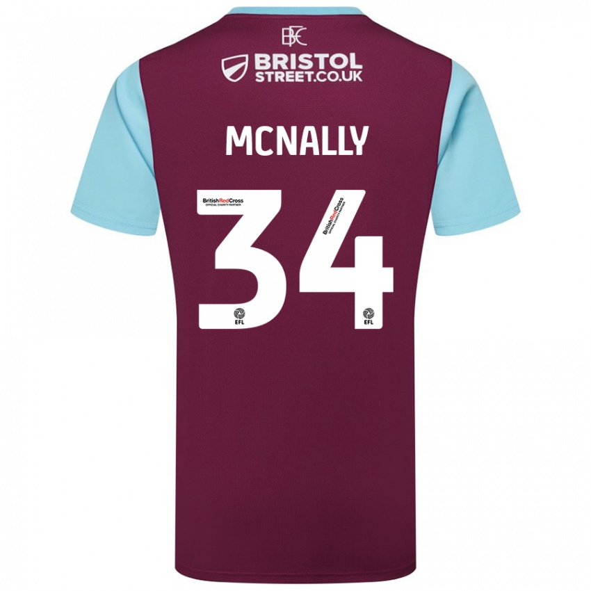 Børn Luke Mcnally #34 Burgund Himmelblå Hjemmebane Spillertrøjer 2024/25 Trøje T-Shirt