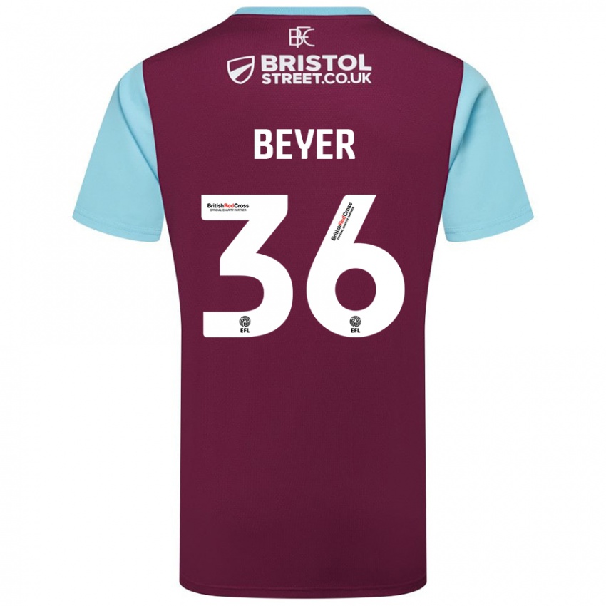 Børn Jordan Beyer #36 Burgund Himmelblå Hjemmebane Spillertrøjer 2024/25 Trøje T-Shirt