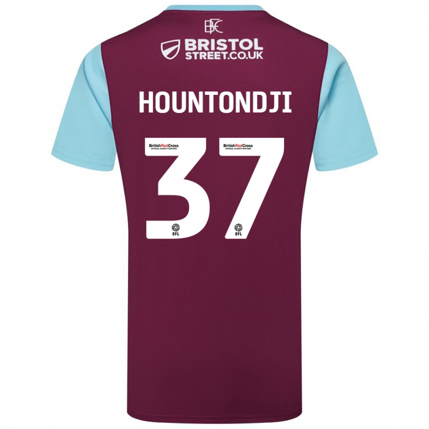 Børn Andreas Hountondji #37 Burgund Himmelblå Hjemmebane Spillertrøjer 2024/25 Trøje T-Shirt