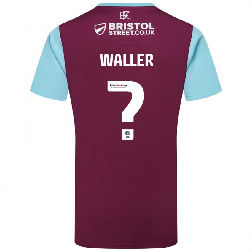 Børn Sam Waller #0 Burgund Himmelblå Hjemmebane Spillertrøjer 2024/25 Trøje T-Shirt