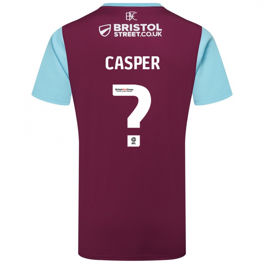 Børn Charlie Casper #0 Burgund Himmelblå Hjemmebane Spillertrøjer 2024/25 Trøje T-Shirt