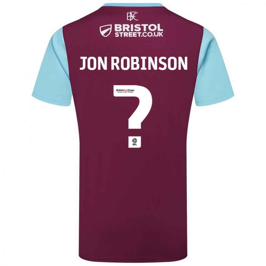 Børn Jon Ander Vilar Robinson #0 Burgund Himmelblå Hjemmebane Spillertrøjer 2024/25 Trøje T-Shirt