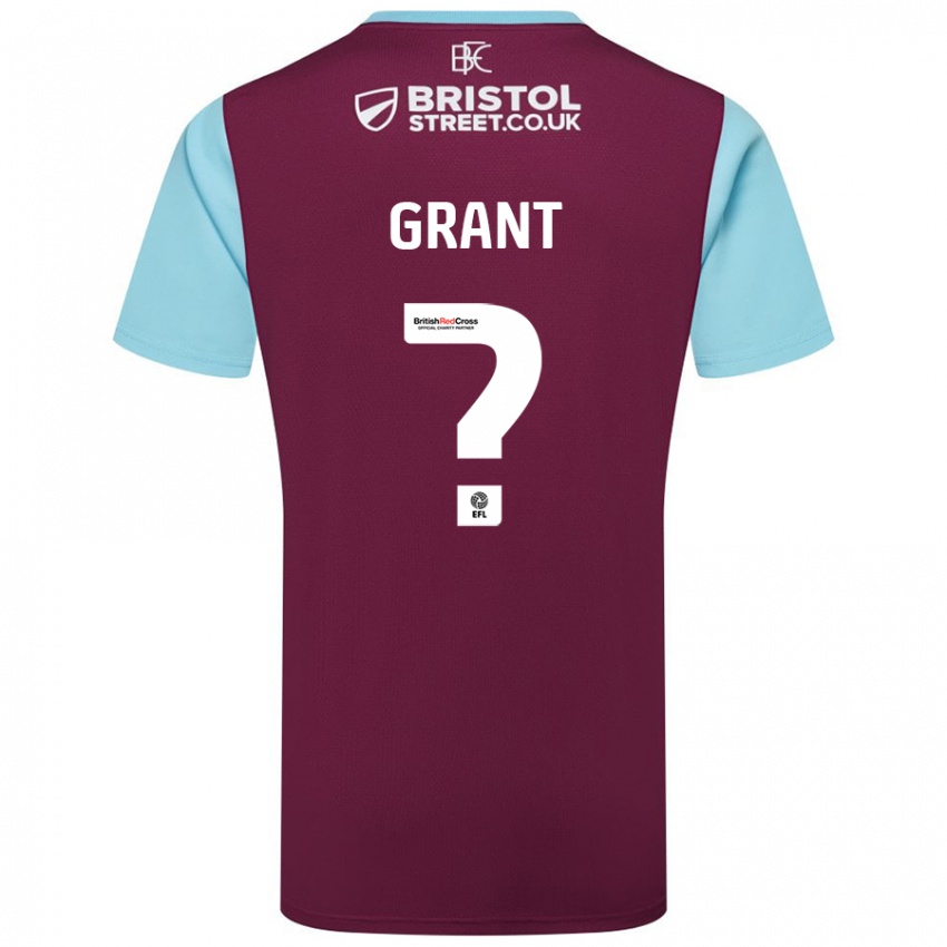 Børn Bradley Grant #0 Burgund Himmelblå Hjemmebane Spillertrøjer 2024/25 Trøje T-Shirt