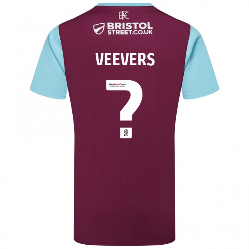 Børn Charlie Veevers #0 Burgund Himmelblå Hjemmebane Spillertrøjer 2024/25 Trøje T-Shirt