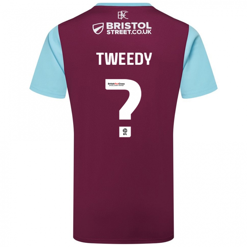 Børn Tom Tweedy #0 Burgund Himmelblå Hjemmebane Spillertrøjer 2024/25 Trøje T-Shirt