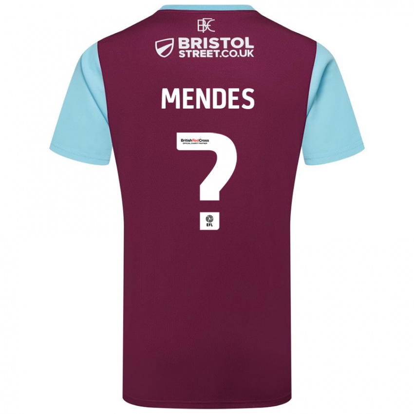 Børn João Mendes #0 Burgund Himmelblå Hjemmebane Spillertrøjer 2024/25 Trøje T-Shirt