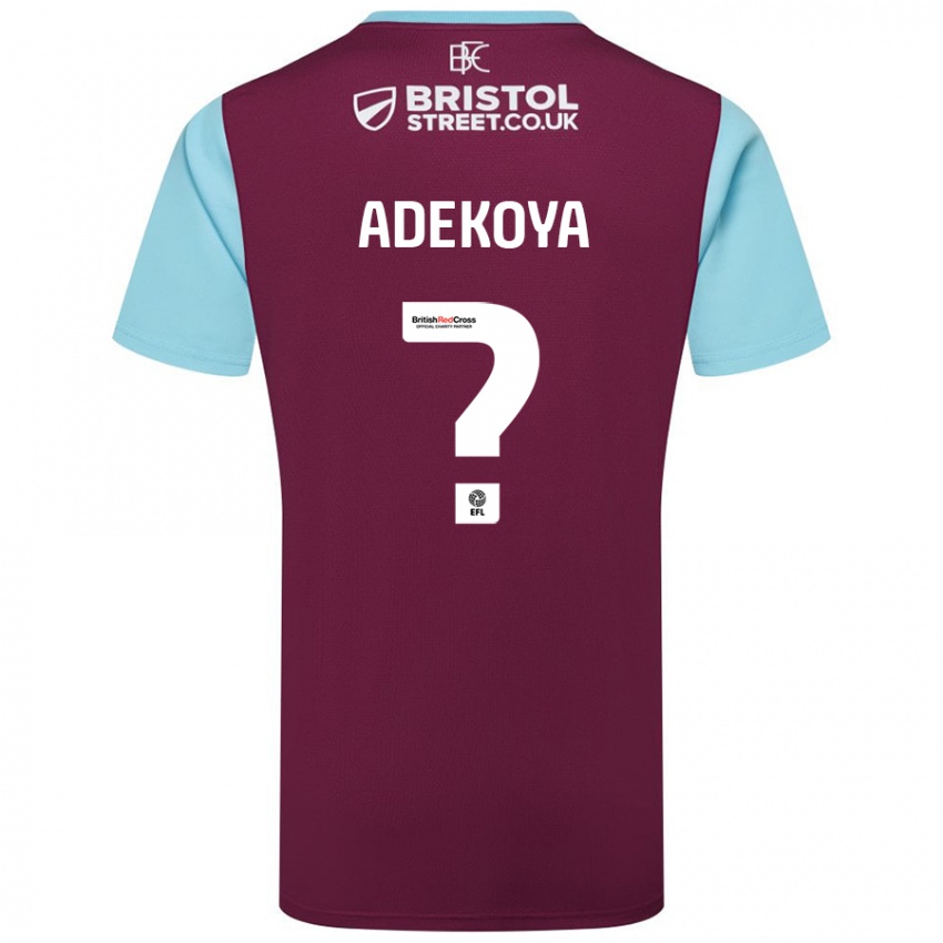 Børn Noah Adekoya #0 Burgund Himmelblå Hjemmebane Spillertrøjer 2024/25 Trøje T-Shirt