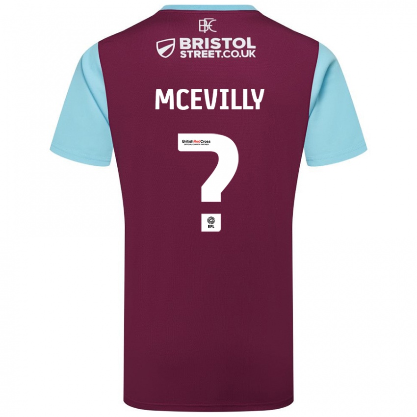 Børn Jack Mcevilly #0 Burgund Himmelblå Hjemmebane Spillertrøjer 2024/25 Trøje T-Shirt