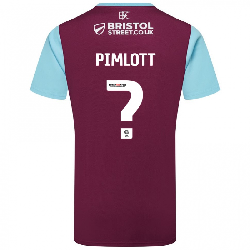 Børn Oliver Pimlott #0 Burgund Himmelblå Hjemmebane Spillertrøjer 2024/25 Trøje T-Shirt