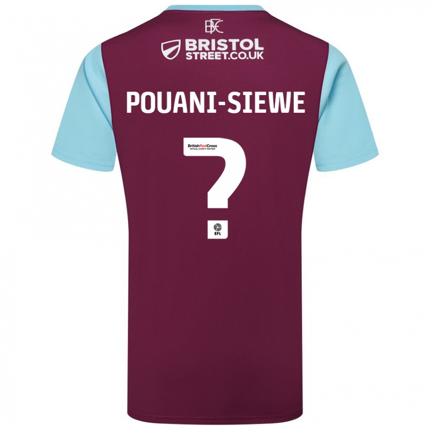 Børn Brandon Pouani-Siewe #0 Burgund Himmelblå Hjemmebane Spillertrøjer 2024/25 Trøje T-Shirt