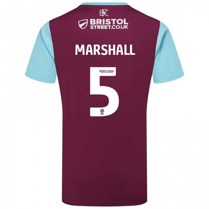 Børn Georgia Marshall #5 Burgund Himmelblå Hjemmebane Spillertrøjer 2024/25 Trøje T-Shirt