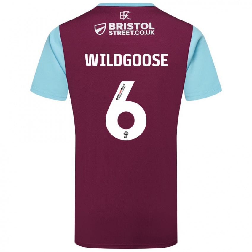 Børn Mikayla Wildgoose #6 Burgund Himmelblå Hjemmebane Spillertrøjer 2024/25 Trøje T-Shirt