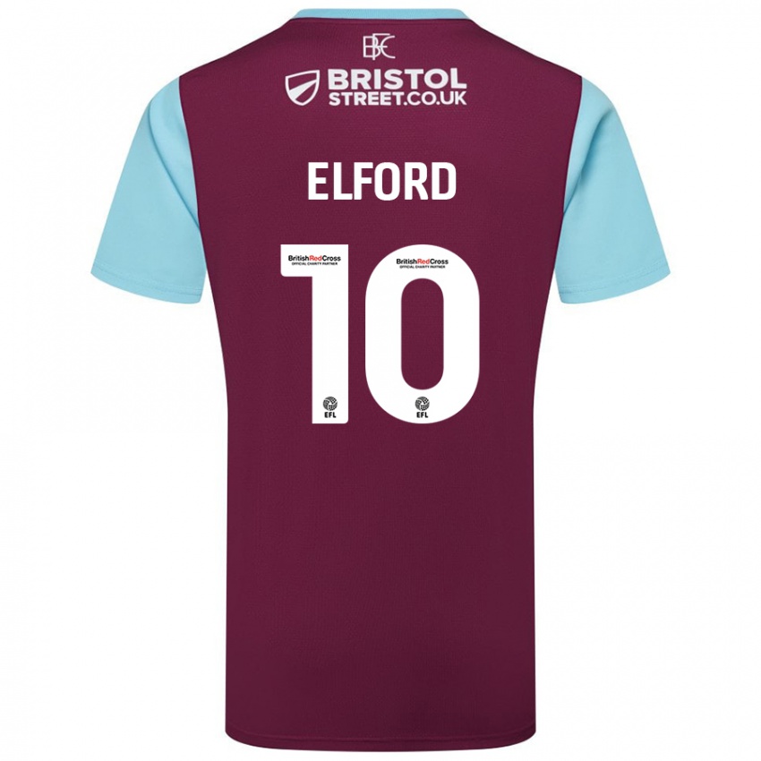 Børn Laura Elford #10 Burgund Himmelblå Hjemmebane Spillertrøjer 2024/25 Trøje T-Shirt