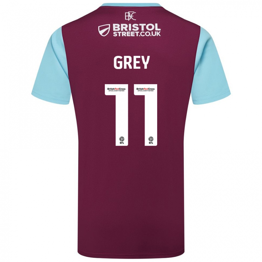 Børn Anna Grey #11 Burgund Himmelblå Hjemmebane Spillertrøjer 2024/25 Trøje T-Shirt